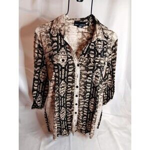Isabella Rodriguez Snake Skin Button Up Shirt